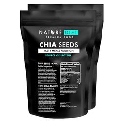 Nature Diet - Graines de Chia 2x 1000 g | Salvia hispanica | Riche en oméga-3 | Source de fibre