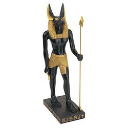 Design Toscano Anubis Jackal God of the Egyptian Realm beeldje standbeeld, 21,5 cm, polyresin, zwart en goud