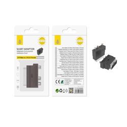 Adapter, scart naar cinch/s-video, meerdere functies, met meerdere poorten, zwart, ideaal voor videoverbindingen.