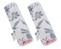Medi Partners Protège Ceinture Enfant 2 Pièces Coussin de Sécurité Voiture Protege Kids 17x22cm 100% Coton Minky Cover Securite Auto Poussette pour Bebe Amovible (Berry avec Rosa Minky)