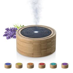 medisana | AD 625 | Aroma Diffuser | Bamboe | Kamerverfrisser | Luchtverfrisser | Geurlampje met Timer | Kamergeur Elektrisch | Etherische Oliën Geur Oliën | Wellness Licht in 6 Kleuren | 100 ml