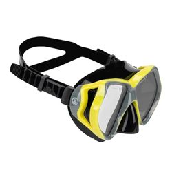 AQUASTIC Máscara de Snorkel Shoal en Gris, Gafas de Buceo para Adultos con Doble Ventana de Cristal Templado, Correa de Silicona Delantal, Forma ergonómica, diseño Elegante