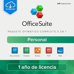 OfficeSuite Personal | Paquete ofimático 5 en 1 | Documentos, hojas de cálculo, diapositivas, PDF, correo y calendario | Licencia de 1 año | 1 PC de Windows y 2 dispositivos móviles [Online Code]