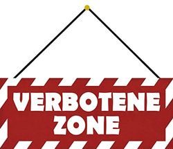 Schatzmix Blechschild Verbotene Zone Metallschild Wanddeko 27x10 cm Tin Sign mt Kordel Targa di Metallo da Parete, Lamiera, Multicolore