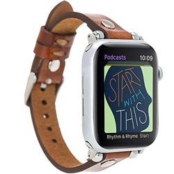 Venta - Cinturino di ricambio sottile per tutte le serie Apple Watch in 42 mm, 44 mm, 45 mm, realizzato a mano, in vera pelle, design elegante IW-027