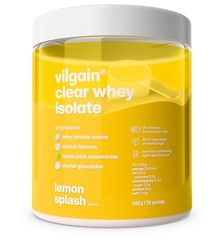 Vilgain Clear Whey Isolate, Fresh Fruity Protein Flavour, Sweetened with Stevia, Over 85% Protein, Natural Ingredients, No Artificial Flavours and Dyes (500 g) (Lemon Splash)