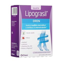 LIPOGRASIL Dren Acción Drenante y Remineralizante, Acción Venotónica y Antifatiga, Ingredientes Origen Natural, Equilibrio Electrolítico, Complemento Alimenticio, SalUnidade y Cuidado Personal, Negro, Hibisco, 14 sobres
