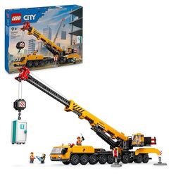 LEGO City Gele mobiele bouwkraan Speelgoed Bouwpakket voor Kinderen, Kinderkamer Decoratie, Leuk Cadeau voor Jongens en Meisjes met Lange uitschuifbare Kraanarm en 4 Bouwvakkers Minifiguren 60409