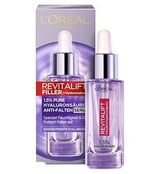 L'Oréal Paris Hyaluron Serum, Revitalift Filler, Anti-Aging Gesichtspflege, Anti-Falten, Mit 1,5% purer Hyaluronsäure und Vitamin C, 30 ml