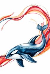 Graceful Orca Gliding Through Watercolor Waves Journal: a GRAPH notebook for self-expression
