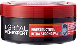 L'Oréal Men Expert Pasta per acconciature da uomo, per stili sorprendentemente creativi con una presa estremamente forte fino a 24 ore, Extreme Fix Indestructable Ultra Strong Paste, 1 x 75 ml