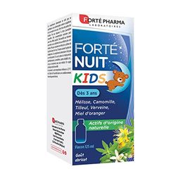 Forté Pharma – FortéNuit Kids - Sirop Sommeil Enfant – Dès 3 ans - Ingrédients naturels – Mélisse, Camomille, Verveine, Tilleul, Miel d’oranger - Flacon 125ml – Buvable sans Eau - Goût Abricot