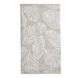 Fusion - Natural Leaf Bath Towel (70 x 130cm) - 100% Cotton - Super Soft - Tropical Palm Leaves Towel - Linen & White Bath Towel/Bath Sheet - Natural Bathroom Accessory - Matteo Collection