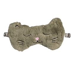Draeger Nachtmasker, kattengrijs, ultra zacht, gewicht veer, 100% polyester, slaapmasker van kunstbont