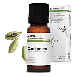 BIO - Cardamom Essential Oil - 10mL - 100% Pure, Natural, Chemotyped and AB Certified - AROMA LABS (French Brand)
