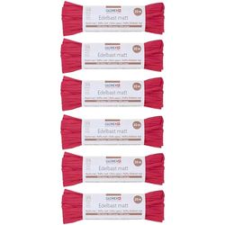 GLOREX 6 9400 505K Raffia Edelbast, 6 Bundles Each 20 m Matte Raffia, Pink - for Crafts, Decoration or for Arrangements, Bouquets and Other Floristry Work