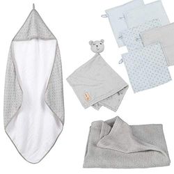 roba Organic geschenkset 'Lil Planet' zilvergrijs, handdoek, washandje, knuffeldoek & deken, GOTS