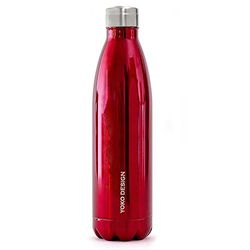 YOKO DESIGN - Bottiglia Termica con Doppia Parete in Acciaio Inox, Acciaio Inox, Rosso, 750mL