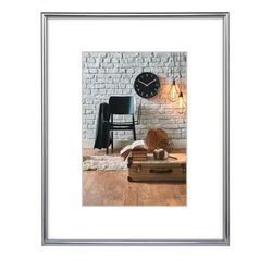Hama Sevilha, moldura, plástico, prateado, DIN A4 (21 x 29,7 cm) com tapete de 15 x 20, vidro para pendurar