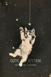 Cute Cat Kitten Notebook Journal: College Ruled Retro Vintage Cat Theme Adorable Funny Kitten Space Aesthetic Humor