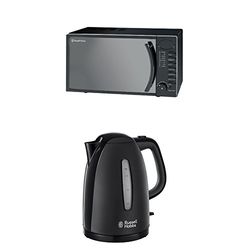 Russell Hobbs RHM1714B 17L Digital 700w Solo Microwave Black & Russell Hobbs Textures Plastic Kettle 21271, 1.7 L, 3000 W - Black