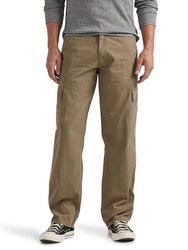 Wrangler Authentics Men's Classic Twill Relaxed Fit Cargo Pant, Military Khaki Ripstop, 36 x 34