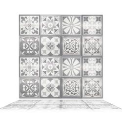 WALPLUS Purbeck Stone 16 Sheets Glossy 3D Tile Stickers 15cm (6") Wall Splashbacks Vinyl Stick on Tiles Splashback Peel and Stick Bathroom Kitchen Decor Tile Paint Spring Easter Decoration