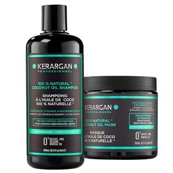 Kerargan - Duo Idratante Shampoo & Maschera all'Olio di Cocco per Capelli Disidratati e Danneggiati - Nutre & Rivitalizza - Senza Solfati, OGM, Silicone, Olio Minerale - 2x500ml