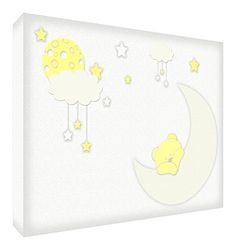 Feel Good Art BEARMOON1624-06ES - Tela decorativa da parete con orso dormato, 60 x 40 x 4 cm, colore: giallo