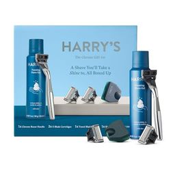 Harry's Chrome Razor Set, Includes Weighted Handle, 3 Cartridge Refills, Travel Cover, and Shave Gel
