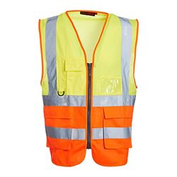 Blackrock Amarillo y Naranja Premium Hi Visest chaleco con bolsillos, ID Pouch y Key Loop, Reflective High Visests con cremallera de seguridad, chaleco de seguridad Ropa de Seguridad EN Certified