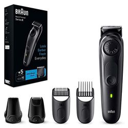 Braun Series RASOIO ELETTRICO BARBA, Tagliacapelli Uomo e Rifinitore BARBA, REGOLABARBA UOMO Con lame Di Lunga Durata, Autonomia 100 minuti, BT5430 Nero Elettrico