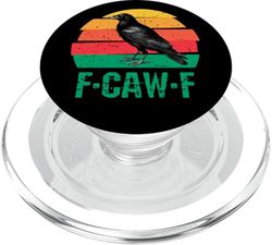F-Caw-F Cuervo Negro Pájaro Negro Retro Atardecer Vintage F-Caw-F PopSockets PopGrip para MagSafe