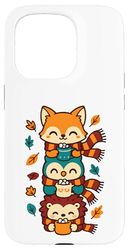 Foulard d'automne Motif Renard, Chouette, hérisson, Cacao Chaud Coque pour iPhone 15 Pro