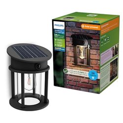 Philips Geri Lampada solare da parete rotonda, per esterni, Ultraefficient, lampadina solare sostituibile, Sensore di movimento, 2700K, Nero