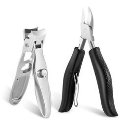 Diboniur Coupe Ongle Set, 2 Pcs Super Pointu Pince Coupe Ongle, Coupe Ongle Professionnel pour Pied Ongle Épais et Dur Incarné, Acier Inoxydable Coupe Ongle Pied pour Hommes et Femmes
