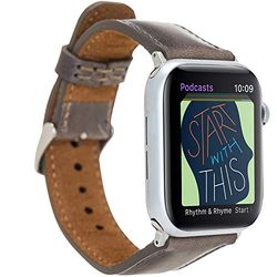 Venta - Correa de piel para Apple Watch 1/2/3/4/5, compatible con Apple Watch (42 – 44 mm, gris piedra VA-V23) + juego de adaptadores plateado