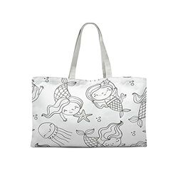 Bonamaison Printed Tote Bag, Reusable Grocery Bag, Shopping Bag, Machine Washable, Foldable, Canvas Cloth Bag with Handles, 47x42 Cm
