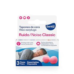 Senti2 Tappi per orecchie rumore sonno - Cera 6 pz (3 paia)