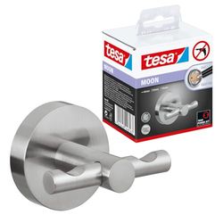 tesa Moon Percha impermeable, apariencia de acero inoxidable, autoadhesiva, tecnología de montaje adhesiva, 50 x 65 x 35 mm