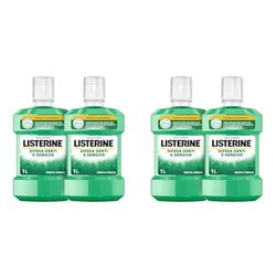 LISTERINE Collutorio, Difesa Denti e Gengive, Tripla Azione, Denti Forti, Gengive Sane, Confezione da 4 x 1L