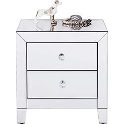 Kare Design commodino Luxury a 2 cassetti, argento/a specchio, 50x49x41cm, maniglie di vetro, elegante