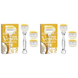 Gillette Venus ComfortGlide Coconut with Olay Women's Razor + 3 Razor Blade Refills, Lubrastrip with A Touch of Vitamin E (Pack of 2)