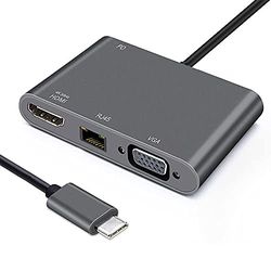 Heden Adapter USB C-stekker/HDMI F+VGA F+RJ45 HDMI 40/30HZ, VGA 1920 x 1080P RJ45 1000 Mbps