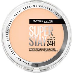 Maybelline Powder Foundation, Long-lasting 24H Wear, Medium to Full Coverage, Transfer, Water & Sweat Resistant, SuperStay 24H Hybrid Powder Foundation, 10