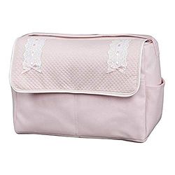 Bolso Bebé de Polipiel con bolsillos, Asa con corchetes, 38 largo, 18 ancho, 27 de alto (Classic Rosa Bebé)
