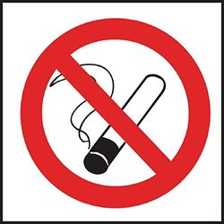 Targa di sicurezza con simbolo "No Smoking", 100 x 100 mm