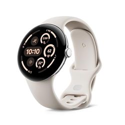 Google Pixel Watch 3 (45 mm) – Android smartwatch with heart rate tracking, advanced running from Fitbit, fitness insights, 24-hour battery – Polished Silver Aluminium Case – Porcelain band – Wi-Fi