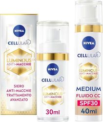 NIVEA Cofanetto Set Skincare Luminous630 con Siero Viso Trattamento Avanzato 30 ml e crema antimacchie viso Fluido CC Cream SPF 30 3-in-1 Medium 40 ml per contrastare le macchie – Kit Esclusiva Amazon