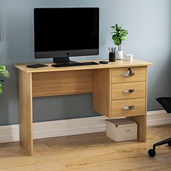 Vida Designs Charles - Escritorio para computadora con 3 cajones, Mesa para computadora o Laptop, estación de Trabajo de Estudio de Juegos con Almacenamiento, Muebles, Pino